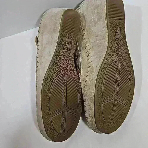 Soul of Africa womens shoe sz 8 mocassin tan wedge tussle suede beige mocassin - Picture 8 of 13